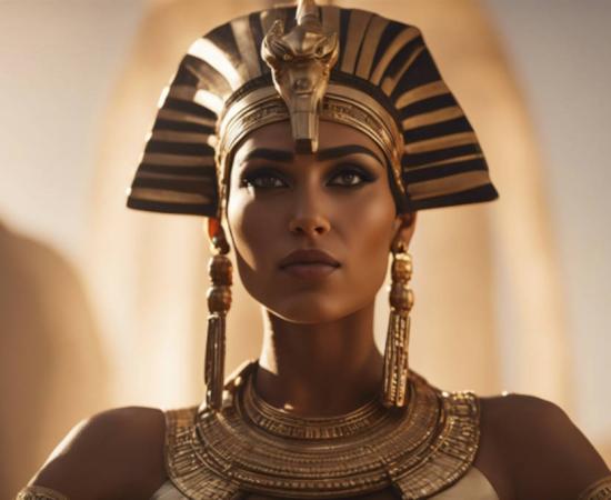 AI image of an ancient Egyptian deity. Cleopatra was considered an Egyptian god. 
