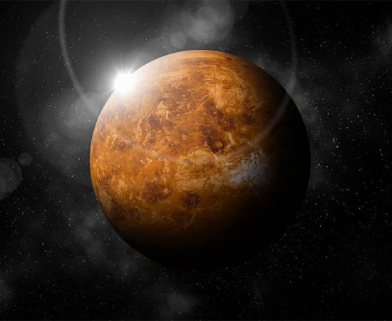 A high resolution 3D image of the planet Venus, second planet from the Sun which is surrounded by the “invisible” clouds of Venus. Image: WithanTor / Adobe Stock