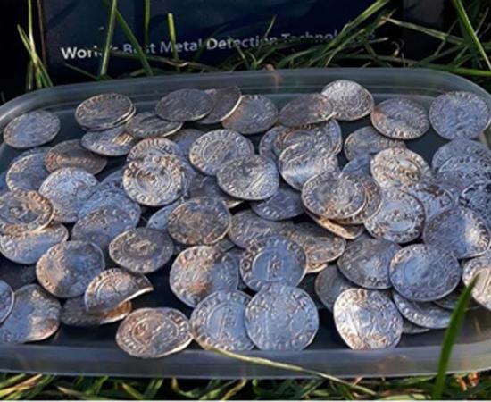 Part of the 2571 coin hoard found in Somerset in January      Source: Adam N Lisa / Facebook