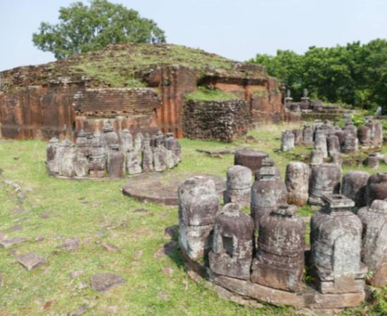 Maha-stupa at Ratnagiri Buddhist Excavation revealed 3 enormous Buddha heads.