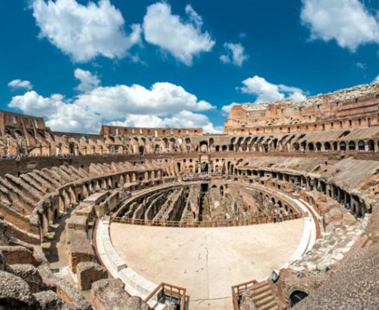 Inside the Roman Colosseum.