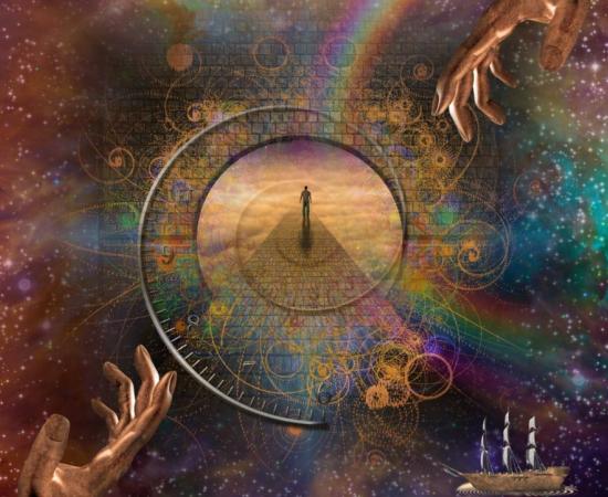 Abstract image depicting creation of the universe and mankind