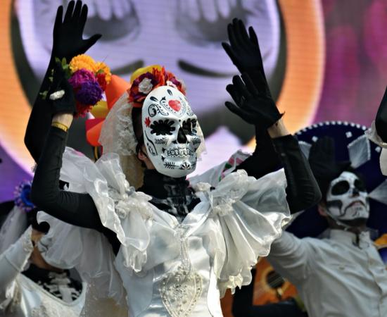 Dia de los Muertos carnival. Day of The Dead parade. Source: Oleg Znamenskiy / Adobe Stock.