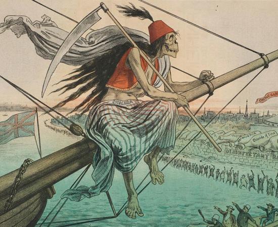 A grim reaper brings death by boat. Credit: Cushing / Whitney Medical Library