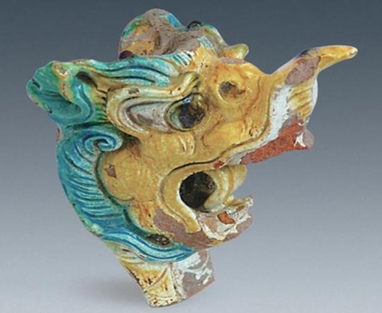 This dragon head, unearthed at Xanadu, was attached to the end of a beam. 