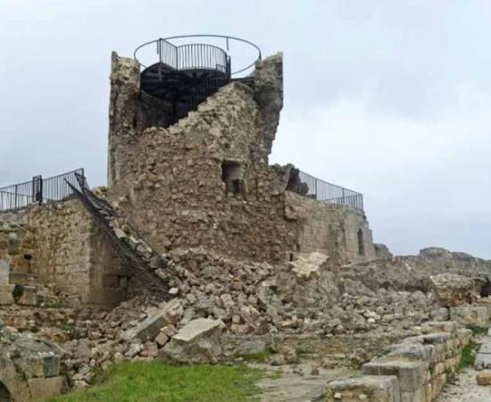 Damaged Ottoman mill building in the Aleppo Citadel.          Source: Syria's Directorate-General of Antiquities and Museums