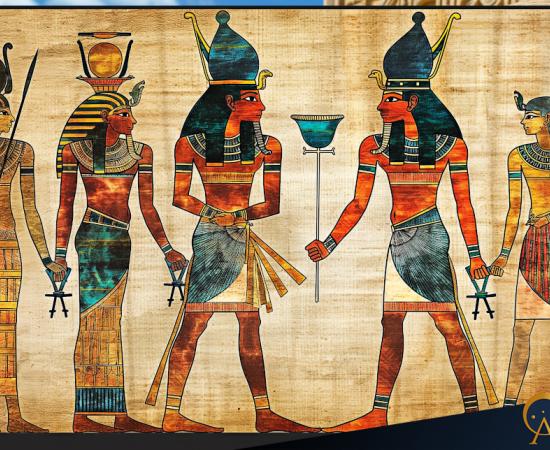 Depiction of Pharaohs and Egyptian gods.