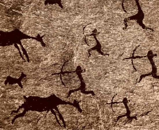 A cave art prehistoric hunting scene. Source: Maxim Chuev/Adobe Stock