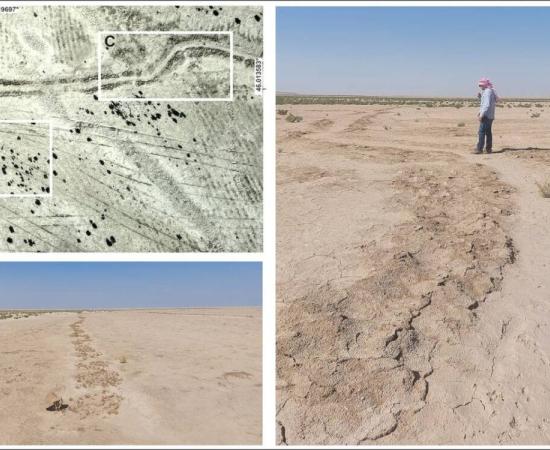 Drone images of two small canals taken in the Eridu region, verified by a ground-level examination.