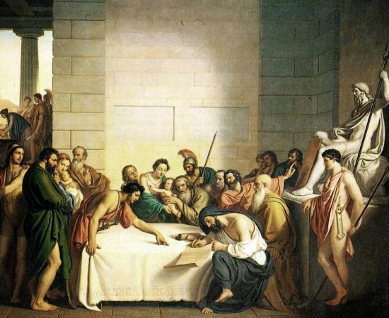 ‘The selection of the infant Spartans’ (1840) by Giuseppe Diotti. The origins of eugenics are traced back to ancient Greece. Source: Public Domain