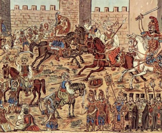Theophilos Hatzimihail, ''The Siege of Constantinople'', from 1932, depicting Ottoman capture of the Eastern Roman Empire capital.
