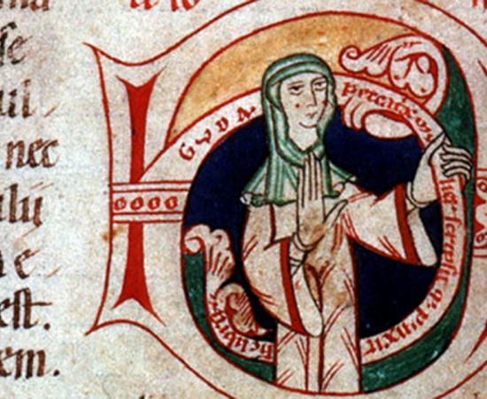 Self portrait of Guda, a 12th century nun and female scribe. 