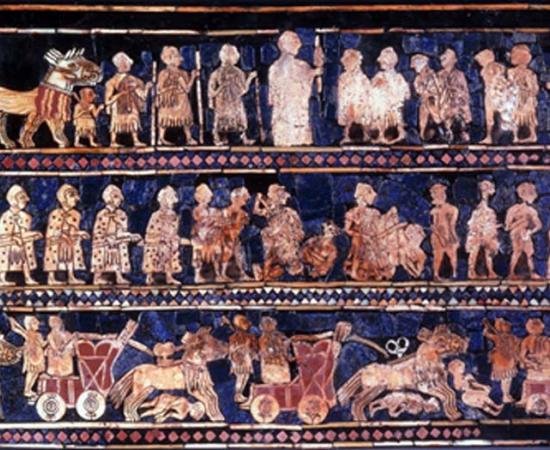 Standard of Ur mosaic, 26th century BC.