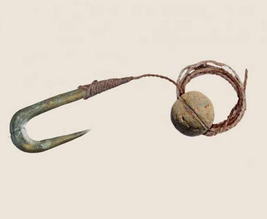 Representation of a full set of the fishing tackle found at the Hula Valley site in northern Israel. 
