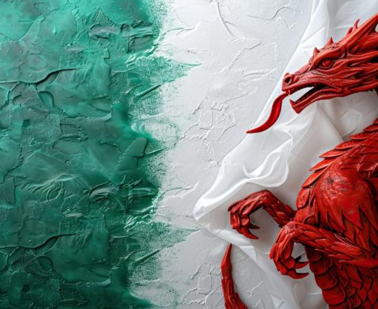 Abstract flag of Wales with its red dragon