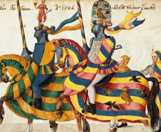 While the term freelancer was coined in the 19th century, freelancing mercenaries have been a reality of warfare throughout history. In the image, tournament lancers from the Album of Tournaments and Parades in Nuremberg. Source: Met Museum / Public domain