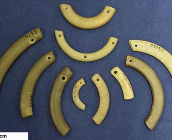 Stone Age friendship rings found in Finland, made from slate in Russia, broken or refashioned into pendants.	Source: Marja Ahola / University of Helsinki