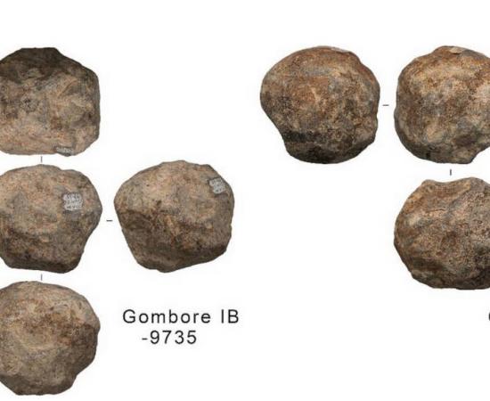 Examples of naturally occurring spherical basalt tools recovered from Melka Kunture, Ethiopia.