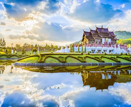 Thai style garden. Located in Royal Park Rajapruek, Chiang Mai, Thailand. 