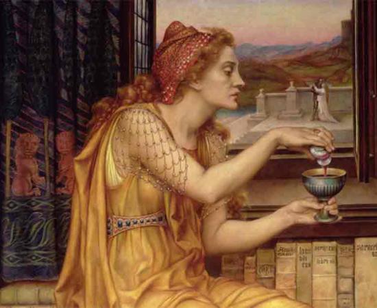Giulia Tofana was a 17th century leader of a poison cartel responsible for over 600 deaths thanks to her trademark poison Aqua Tofana. The Love Potion by Evelyn De Morgan.	Source: Public Domain