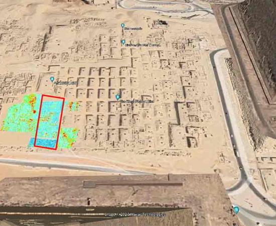 The curious structure has been found in Giza’s prestigious Western Cemetery, in the shadow of the Great Pyramids. Source: Motoyuki Sato et al / Archaeological Prospection.