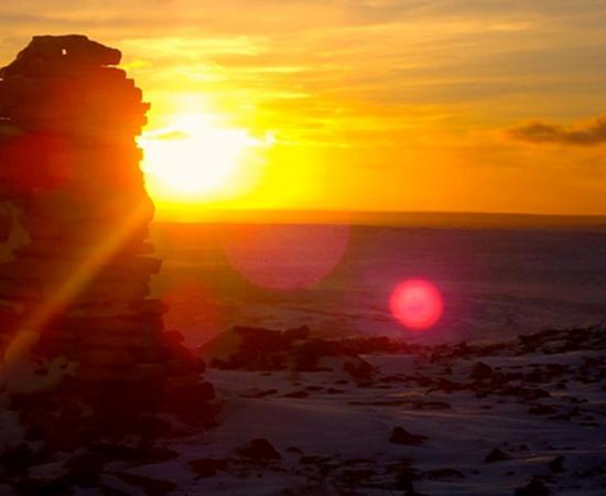An inuksuk at Igloolik, Nunavut, Canada.