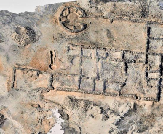 Overhead view of ancient gold mining facility in Egypt.