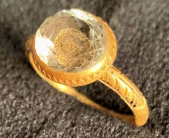 English Civil War Crystal and Gold Ring Discovered on the Isle of Man