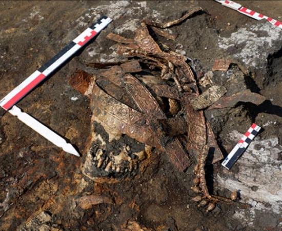 The burial of the Amazon with a ceremonial golden headdress.          Source: archaeolog.ru