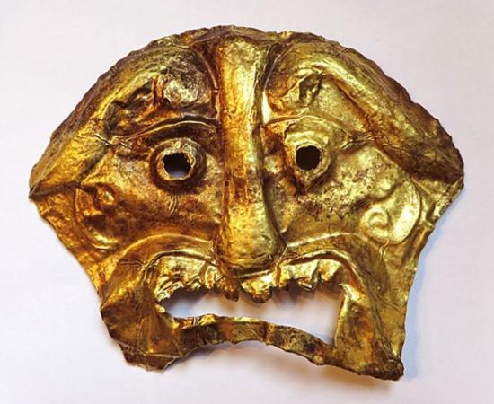 A repoussé golden death mask dating to before 200 AD