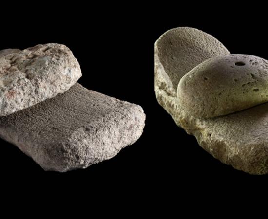 Left: Fitting pair of the grinding stone deposit of Sömmerda. Right: Fitting pair of the grinding stone deposit of Goseck circular enclosure.