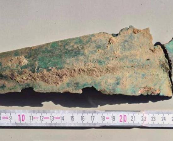 One of the Bronze Age daggers found in a field in Lower Saxony, dating to 1,500 BC.
