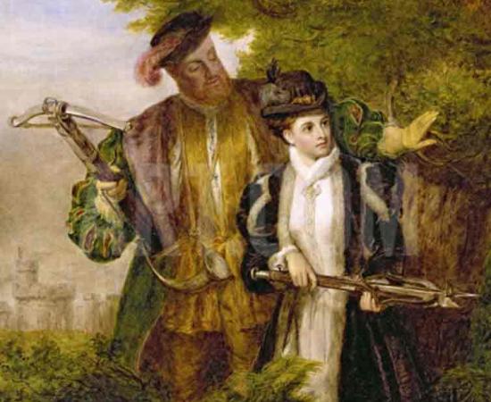 King Henry and Anne Boleyn Deer shooting in Windsor Forest by William Powell Frith, 1903. Source: Public Domain