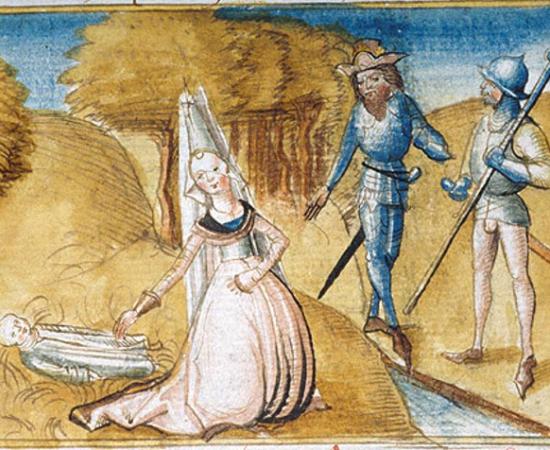 Medea with her children. The children became the focus of a hero cult in ancient Greece. 