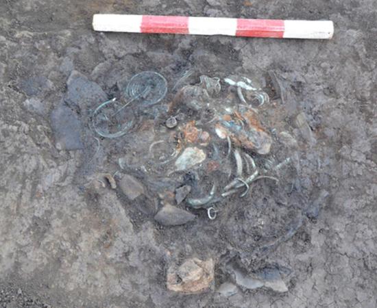 Part of one of the hoards as it was found in 2012.