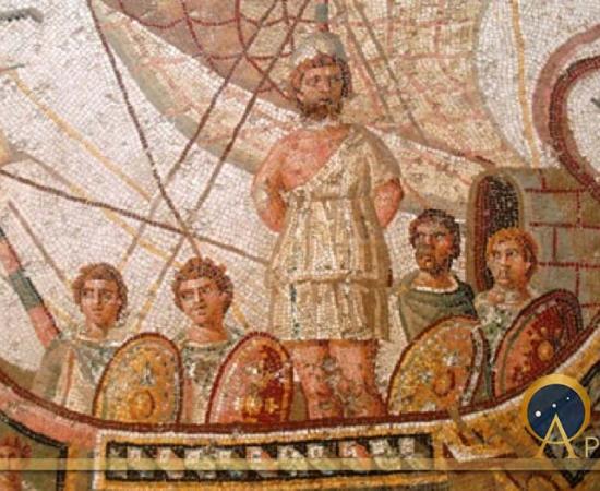 Odysseus mosaic at the Bardo Museum in Tunis, Tunisia. (2nd century AD) (Public Domain)