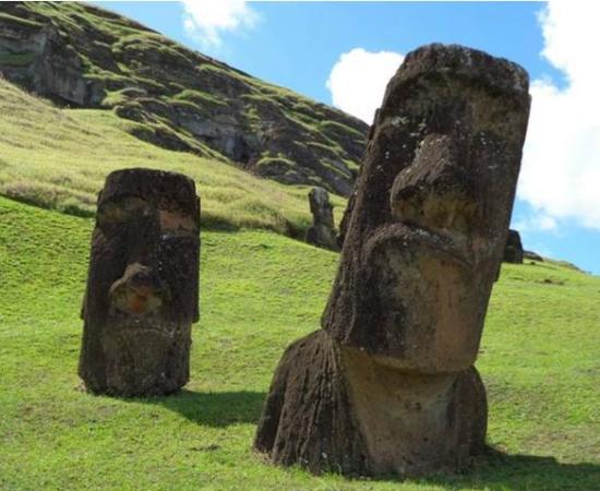 Hundreds of huge stone statues known as moai built by earlier residents are taken by some as evidence of a onetime much larger population.Source: Stephanie Morcinek via Unsplash/ Columbia Climate School 