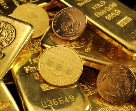 Pile of gold bullion coins and bars. Argor Heraeus, Münze Österreich, Royal Canadian Mint, U.S. Mint, Australian Mint of Perth, panda and Krugerrand.      Source: Zlaťáky.cz/Unsplash