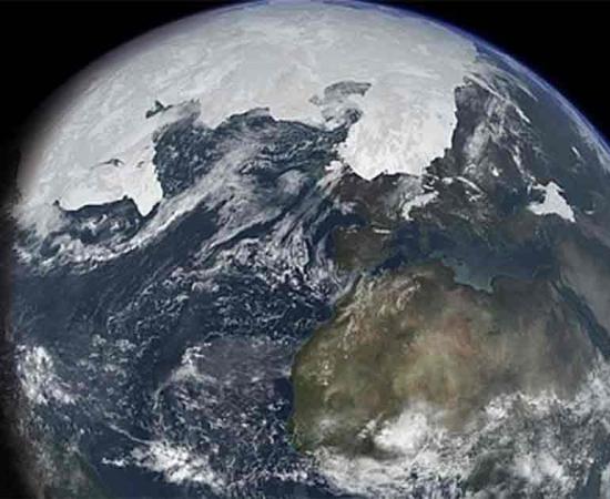 An artist's impression of ice age Earth at the Pleistocene era. Source: Ittiz/ CC BY-SA 3.0