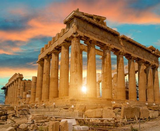 The Acropolis Athens (where the cyclopean wall can be found) during sunset.             Source: sea and sun / Adobe stock