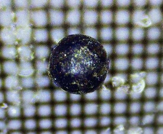 Images of one of the tiny metal fragments that came from a meter-size object that crashed off the coast of Papua, New Guinea in 2014.            Source: Avi Loeb/Medium