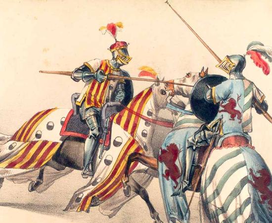 Representational image of jousting horses. Source: Public domain