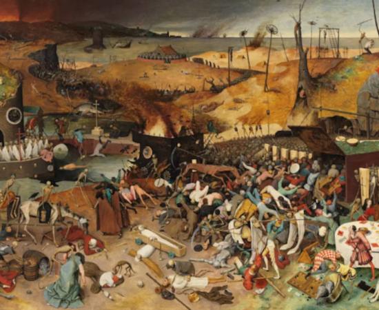The Triumph of Death by Pieter Bruegel the Elder, circa 1562, depicting terrifying developments in 16th century Europe following a pandemic.