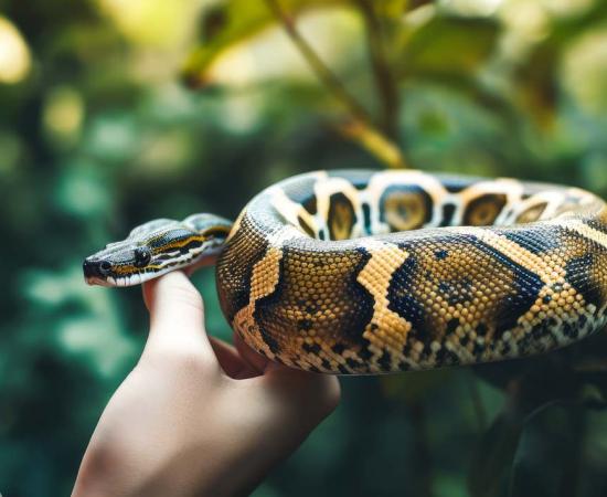 Eve tempted by the serpent in a paradise illustrated according to the texts of the Bible. An image showing good and evil in one scene.