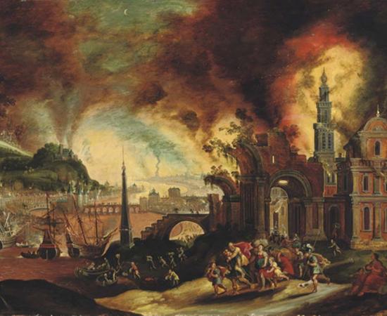 Aeneas carrying his father Anchises from the burning city of Troy’ (1627-1664) by Daniel van Heil. Details in the Iliad cast doubt on the generally accepted location of Troy. Source: Public Domain