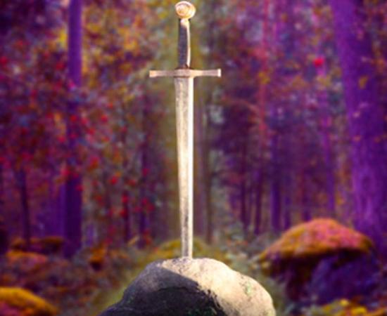A magical sword, in a Fairy Tale fores