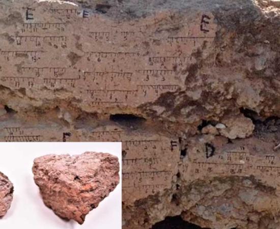 Archaeologists peeled back layers of destruction to uncover recordings of Earth's magnetic field in burnt mud brick wall. Photo is from Tel Batash (Biblical Timnah) and shows markings of the magnetic field orientation. Source: Yoav Vaknin/ Tel Aviv University 