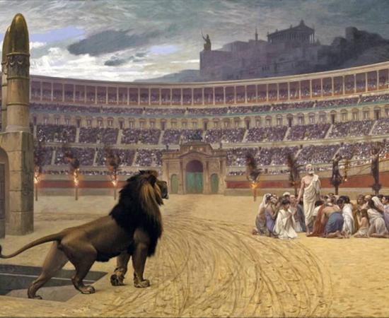 ‘The Christian Martyrs' Last Prayer (between 1863 and 1883), by Jean Leon-Gerome, found in the Walters Art Museum, Baltimore, Maryland.