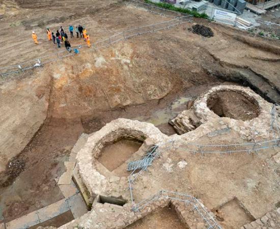 HS2 excavation of Coleshill Manor and the excavated medieval gatehouse in Warwickshire. Source: HS2