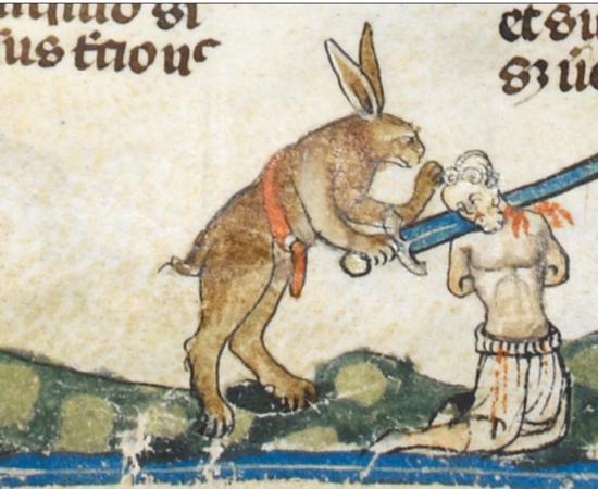 Killer rabbit in the Smithfield Decretals, c. 1300, British Library, London, UK. Detail. (British Library/CC BY 4.0)